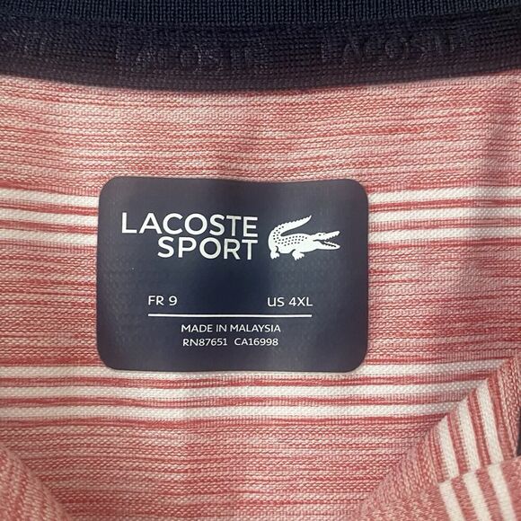 Lacoste Sport Mens Size 4XL Presidents Cup Burgundy Striped Golf Polo Shirt - Picture 8 of 9